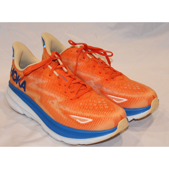 NIB Hoka One One Men's Clifton 9 Running Athletic Sneakers VOIM Orange Sz 12 NIB - Picture 2 of 5